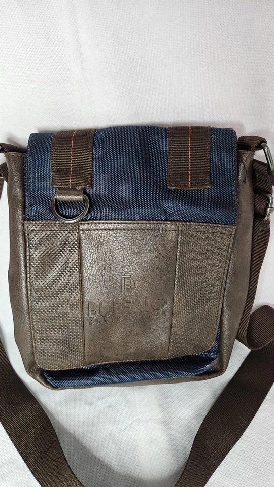 David Bitton Buffalo 邮差包 棕色/海军蓝 斜挎包 男女通用 Murse — 第 1/4 张图片