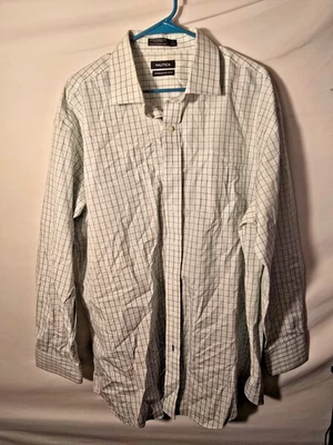 Camisa de Vestir Nautica Para Hombres Premium Sin Hierro Verde A Cuadros Grande Alta Talla 18 34/35 Foto 1 de 3