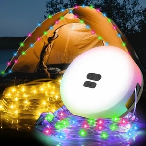 Camping Lights String, 2 in 1 Outdoor String Lights with 8 Lighting Modes, Re... - Picture 1 of 9