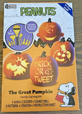 NEW Peanuts Family Carving Kit The Great Pumpkin Halloween Patterns & tools - Image 1 of 4