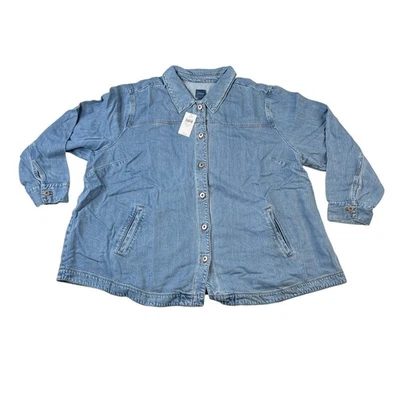 Chaqueta de mezclilla J. Jill talla 3X lavado de palo de rosa botón frente camisa túnica chaqueta de gran tamaño Foto 1 de 4