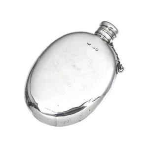 ANTIQUE - Solid Sterling Silver - HIP FLASK - William Summers 1874 - Picture 1 of 4