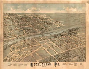 Affiche - Carte illustrée ancienne Bethléem PA (1878) - Photo 1 sur 21