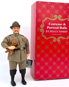 Peggy Nisbet 1983 LE Teddy Roosevelt w Friend Bear Costume Doll Boxed Tag 8in - Picture 1 of 23