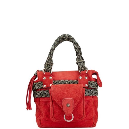 Borsa a mano Loewe Anagram design catena rossa scamosciata donna tasca zip doppio manico