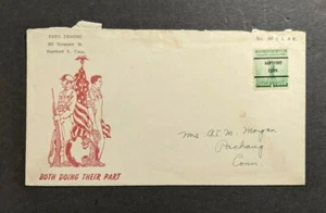 1944 WWII Both Doing Their Part Patriotic Cover Hartford CT Overprint - Picture 1 of 2