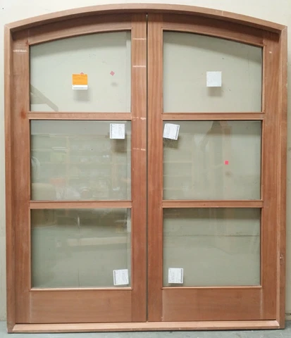 Rustic reclaimed lumber eyebrow arch double door solid wood castle winery glass Cover