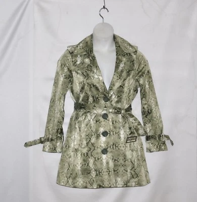 Hot In hollywood Python Print Trench Coat With Belt Size S Green - Image 1 of 2
