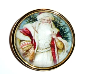 Viejo Tiempo Santa Cúpula Botón Bisel Dorado Botón 1-1/4" Santa Claus - Imagen 1 de 8