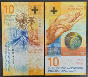 2015-2017 Switzerland 10 Francs BANKNOTE CURRENCY UNC - Picture 1 of 1