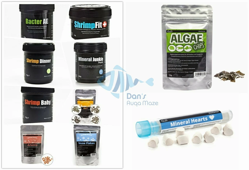 GlasGarten Shrimp Food Vitamins Minerals Water Additives Sample Food Combo Pkg