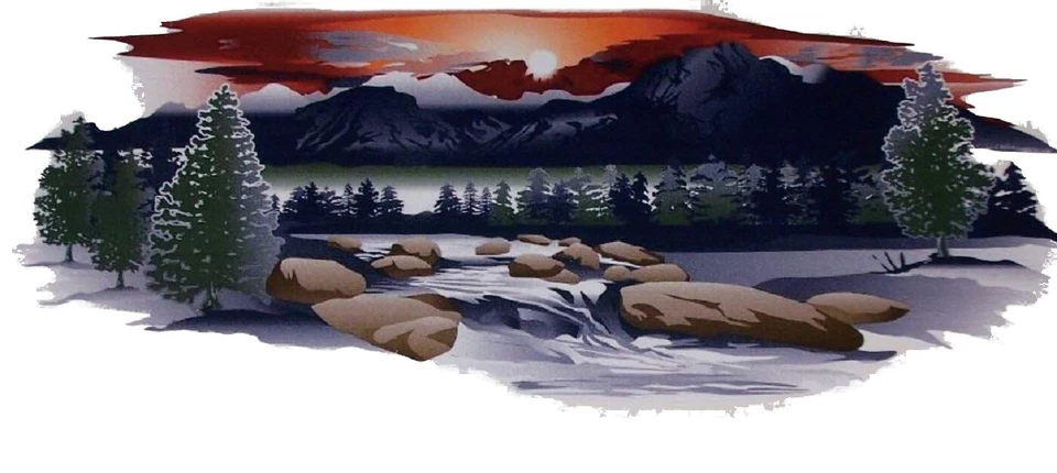 Casa rodante Mountian Tree River gráfico mural ajuste pared cámper autocaravana remolque Foto 1 de 4