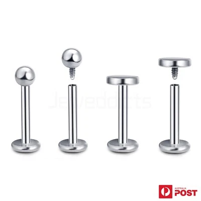 x3 Piercing Studs Labret Tragus Internally Threaded Surgical Steel Body Piercing - image 1 of 4