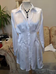Zara Absolutely Stunning White Long Pleated Satin Blouse Size L BNWT - Picture 1 of 9