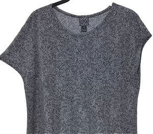 Blusa Top Clara Sun Woo Mujer L Negra Blanca Elastizada Mangas Asimétricas - Imagen 1 de 6