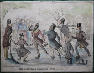 c1845 POLITICAL SATIRE THE political SKAITING CLUB FROGMORE PRINCE ALBERT - Picture 1 of 9