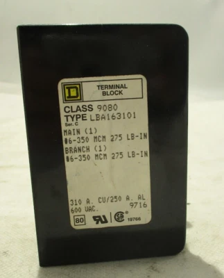 NEW SQUARE D 9080-LBA163101 POWER DISTRIBUTION BLOCK - Image 1 of 3