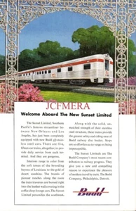 BUDD Sunset Limited Streamliner Train Vintage 1950 LESLIE RAGAN Print Ad 691/86 - Bild 1 von 1