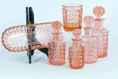 Ancienne garniture cristal BAYEL MOD. BACCARAT Rose  flacon PARFUM bouchon MODE - Photo 1/4