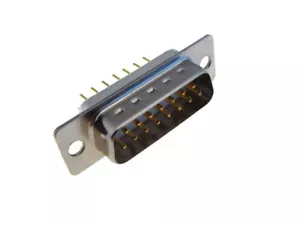 HQ DB15 Male D-Sub Connector Through Hole Board Lock Solder Gold Termination 2R - Picture 1 of 1
