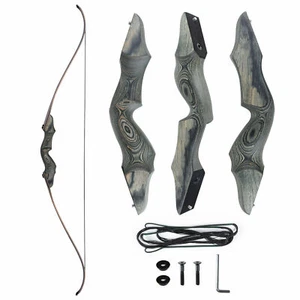 60" Takedown Longbow Recurve Bow 20-60lbs Wooden Archery Hunting Black Hunter - Picture 1 of 18