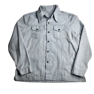 Vintage Montgomery Ward Work Shirt Jacket Snap Button Blue Denim Size XL - Picture 1 of 10
