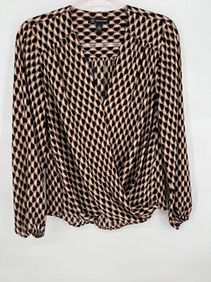 INC International Concepts Women Sz S White, Black, Brown Long Sleeve Blouse - Image 1 of 4