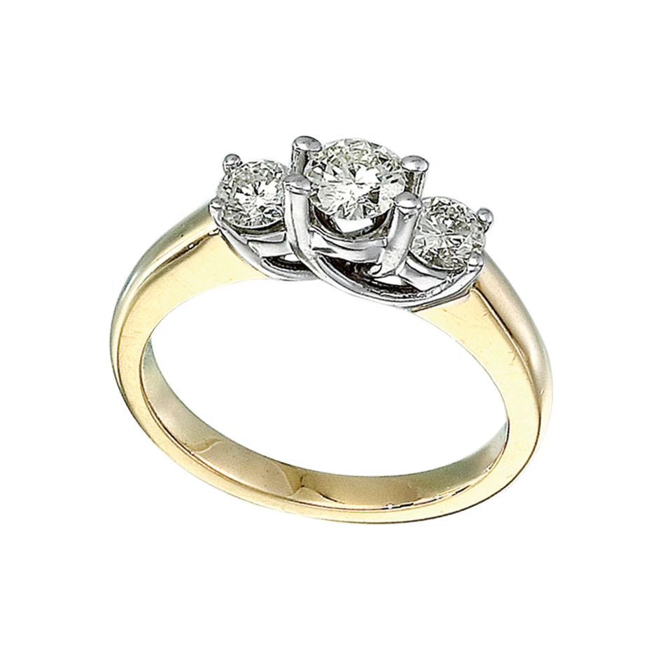 14k Yellow Gold 0.75 Ct Three Stone Trellis Diamond Ring - Image 1 of 2