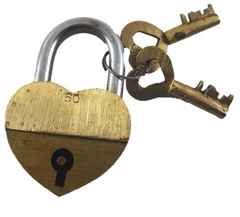 Small Heart Shape Lock Antique Vintage Style Handmade Brass Padlock unique Keys Cover