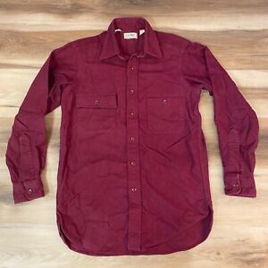 LL Bean Chamois Flannel Shirt Mens 14.5 Small Cranberry Red Button Up USA Made