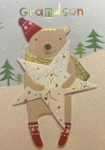 Papyrus Grandson Card - Bear - Merry Christmas with Love - Picture 1 of 3