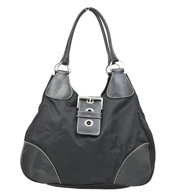 PRADA Tessuto 月亮单肩包托特包尼龙皮革黑色 SHW 意大利 65DA136 — 第 1/4 张图片