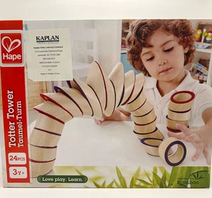 NEW Hape Totter Tower Uniquely Angled Bamboo Blocks Creative Thinking Building - Picture 1 of 6