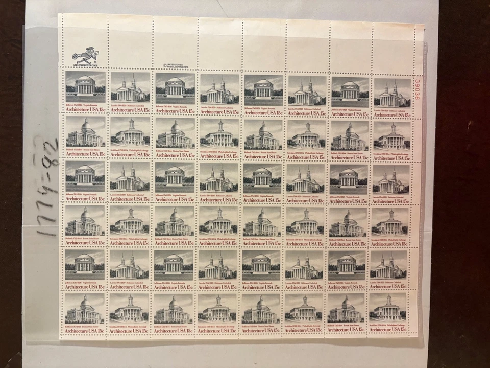 U. S. Sheet 1779-82 - American Architecture - combined shipping! - Image 1 of 1