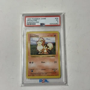 Growlithe 28/102 - Shadowless - Base Set English WoTC Pokemon Card - PSA 5 EX - Picture 1 of 2