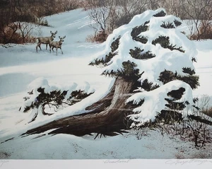 Georgette Louise Meyer  Dickey Chapelle Snowbound 73/350 snow winter deer art - Picture 1 of 13