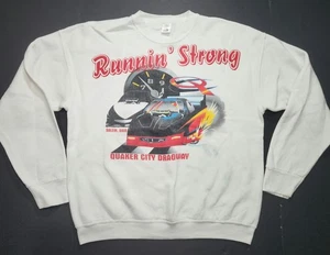 VTG Drag Racing Sweatshirt Quaker City Dragway Double Sided Sz Large  - Picture 1 of 9