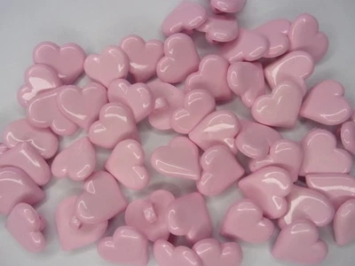 50 x Quality Heart Novelty Shank Buttons Pink 15mm Baby Sewing Knits P88 - Image 1 of 2