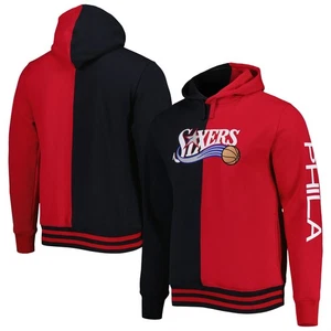 Men's Mitchell & Ness Black/Red Philadelphia 76ers Hardwood Classics Split - Picture 1 of 3