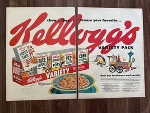 1953 Kellogg’s Variety Pack Print Ad Choose Your Favorite Cereal Train  - Picture 1 of 2