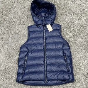 Peter Millar Chiron Hooded Vest Women’s Large Quilted Navy Blue Full Zip NEW - Picture 1 of 12