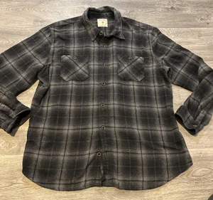 Camicia uomo RUFF HEWN flanella nera grigia a quadri manica lunga bottoni davanti taglia XL - Foto 1 di 10