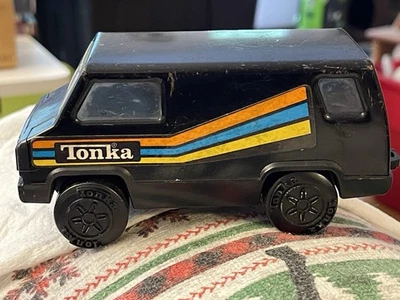Редкий Tonka Porthole Van 1979 трудно найти Черный с Полосками 5" Длина  - Изображение 1 из 4