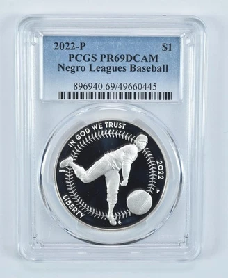 2022-P Negro Leagues Baseball Commemorative Dollar PR69 DCAM PCGS *7588 - Image 1 of 4