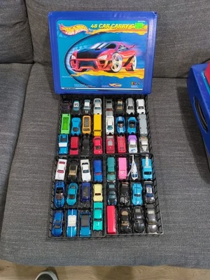 Vintage Hot Wheels Lot, 48 Car Carry Case w/ 48 Mint Hot Wheels In Black Trays - Image 1 of 4
