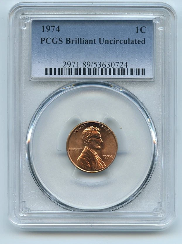 1974 1C Lincoln Cent PCGS Brilliant Uncirculated BU - Image 1 of 1