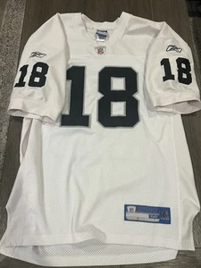 Vintage Reebok Oakland Raiders Randy Moss Stitched White Jersey #18 Size 50 - Picture 1 of 2