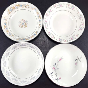4 Vintage Mismatched China Soup Salad Bowls Pink Blue Florals Mix and Match - Picture 1 of 8