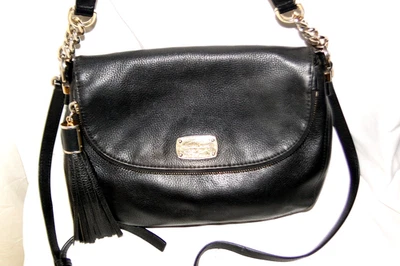 Michael Kors Bedford Black Leather Gold Hardware Tassel Crossbody Bag - Image 1 of 4