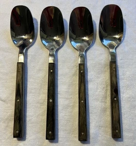 Skandia Spoons China 089 Set Of 4 Teak Handles Stainless Steel MCM Vintage - Picture 1 of 4